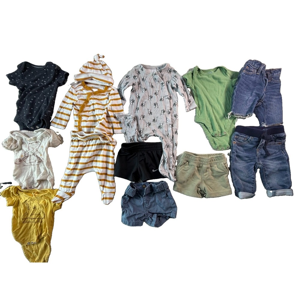 Baby Boys Clothing Lot 0-3M 3M 3-6M Old Navy Nike Jeans Bodysuits 13 Pc